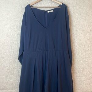 Zapelle Womens Navy Cotton Cape Mock Sleeve Pantsuit SIZE 3X 26 W PLUS